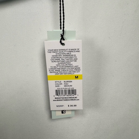 Bikini Lab Solid Push Up Underwire Bikini Top Aqua M - Picture 3 of 7